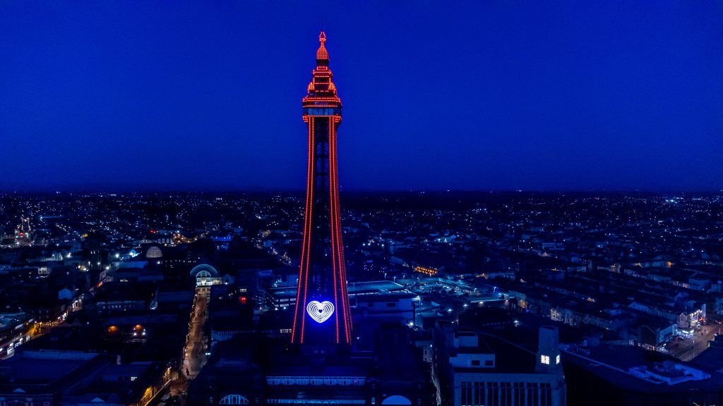 Blackpool Tower lit for World Heart Day